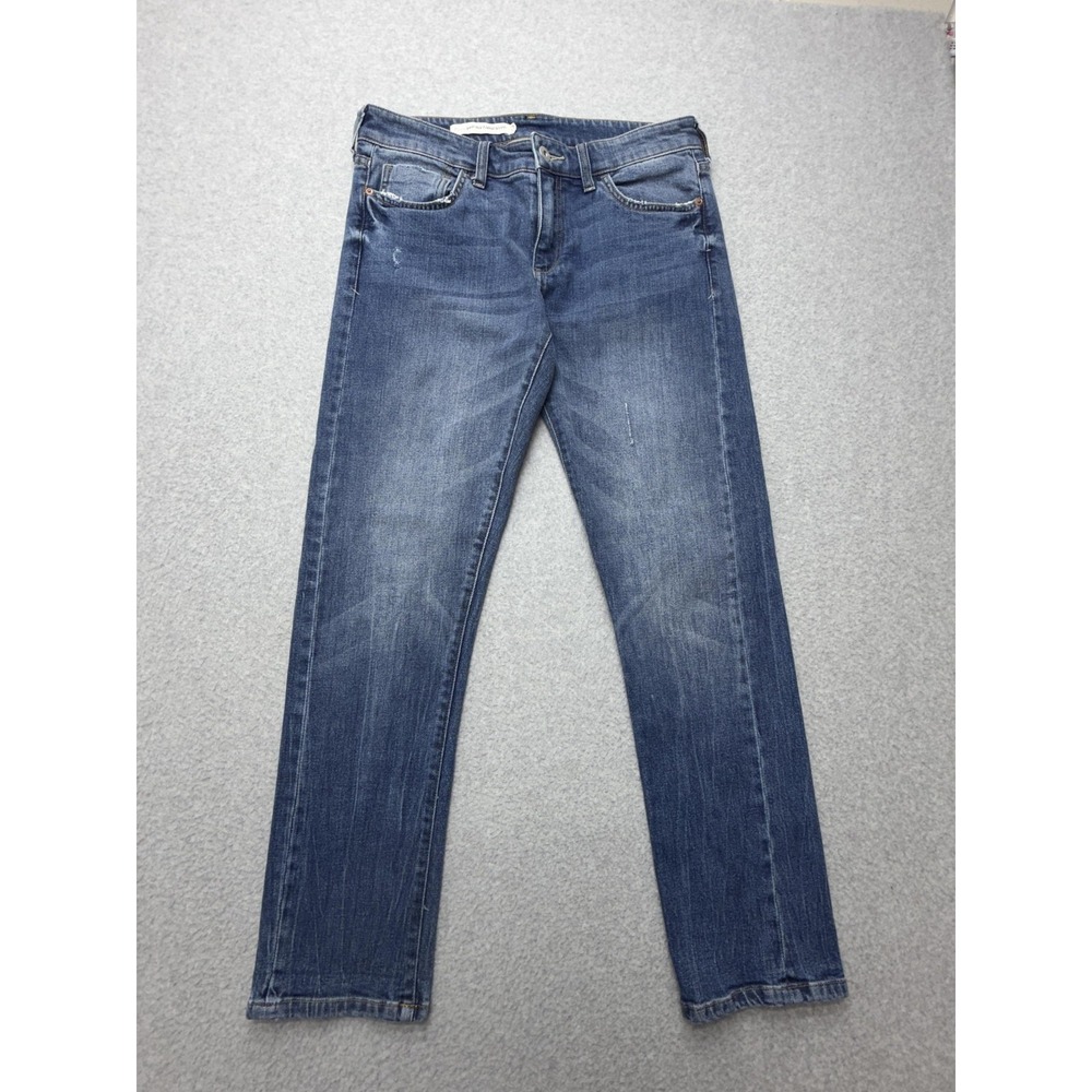 Pilcro Jeans Womens 30 Blue Mid Rise Slim Straight Distressed Stretch 30x29.5